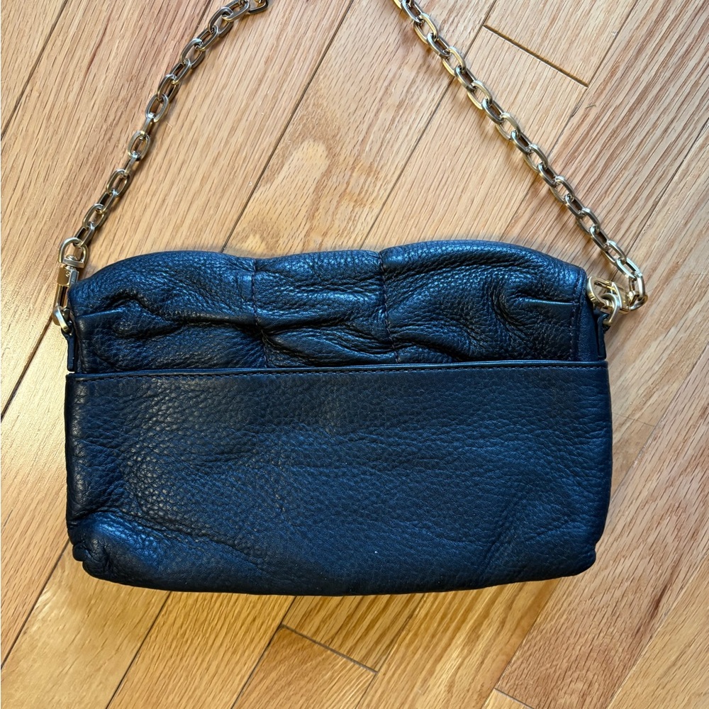 Cole Haan, black leather handbag, removable chain strap, VGUC - Picture 2 of 12